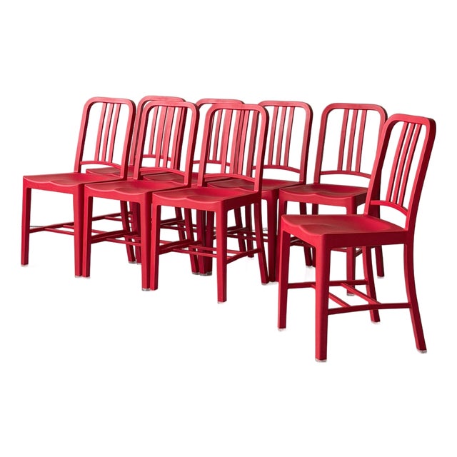 Red 1006 Plastic Navy Chairs by Emeco For Sale