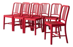 Red 1006 Plastic Navy Chairs by Emeco
