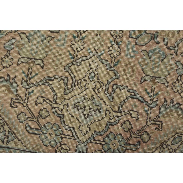 1980s Tabriz Rug 7’11” X 11’3” Pink Wool Vintage Distressed Hand-Knotted Carpet For Sale - Image 5 of 15