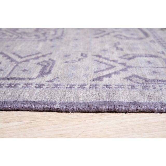 Indian 10x14 Rhea Elena Purple Traditional Geometric Hand Knotted Wool Carpet Rug For Sale - Image 3 of 7