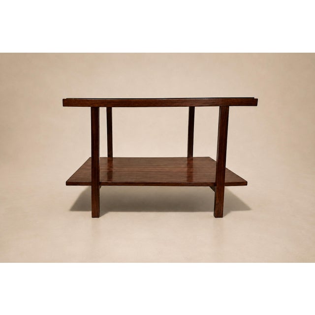 Wood Brazilian Modern Rectangular Side Table in Rosewood & Glass, Branco E Preto, 1950s For Sale - Image 7 of 17