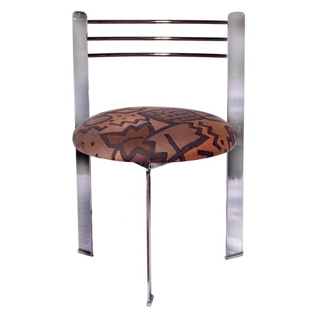 Modern 1980's Post Modern, Three Legged Chrome Milan Chairs Set/ 4 For Sale - Image 3 of 11