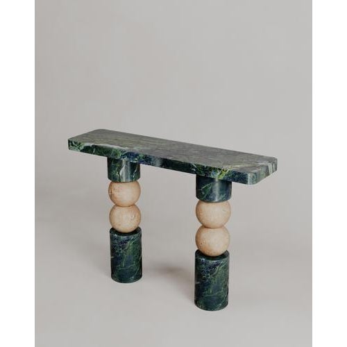 Contemporary Stacked Spheres Green Marble Perle Console Table by Esther Knopfler For Sale - Image 3 of 14