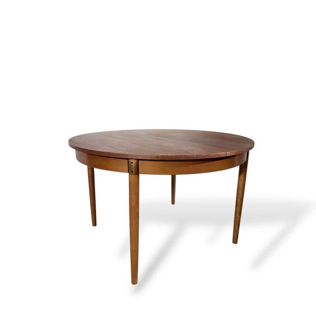 Vintage Danish Round Extending Dining Table For Sale - Image 5 of 9