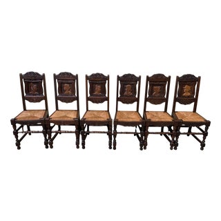 Vintage Chairs in Solid Oak, 1945, Set of 6 For Sale