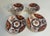 2 Antique Gaudy Welsh Tea Cups and Saucers - Burnt Orange Blue White Porcelain - Matching Pair For Sale - Image 4 of 5