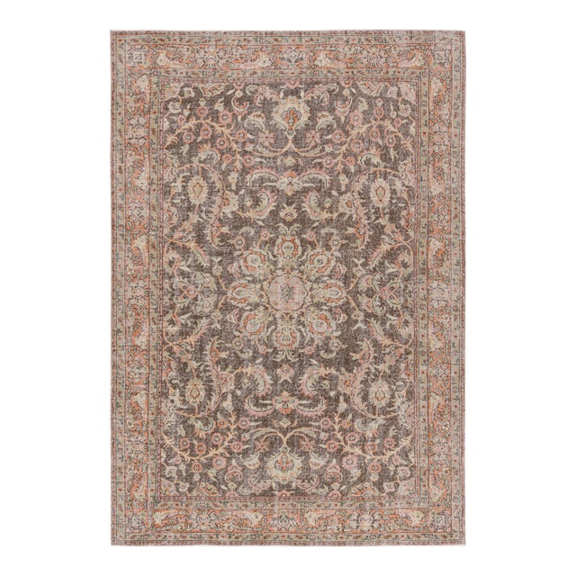 Vintage Turkish Distressed Rug With Colorful Floral Patterns, From Rug & Kilim For Sale