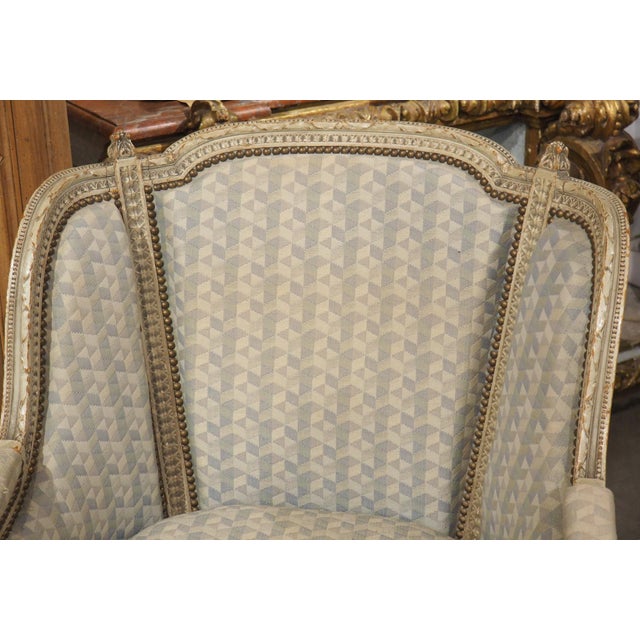 Greige Rare Pair of Period French Louis XVI His and Hers Bergère Armchairs, Circa 1780 For Sale - Image 8 of 12