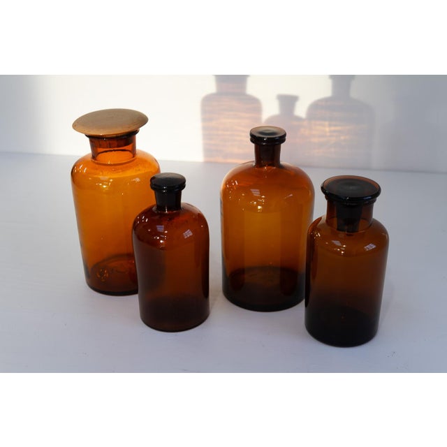 Brown Danish Pharmacy Glass Bottles, 1890s, Set of 4 For Sale - Image 8 of 18