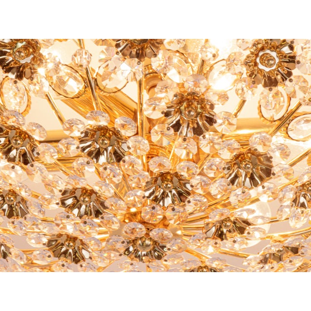 Hollywood Regency 17 Semi Flush Mount in Swarovski Crystal and Gilt-Brass from Palwa, 1960s For Sale - Image 3 of 12