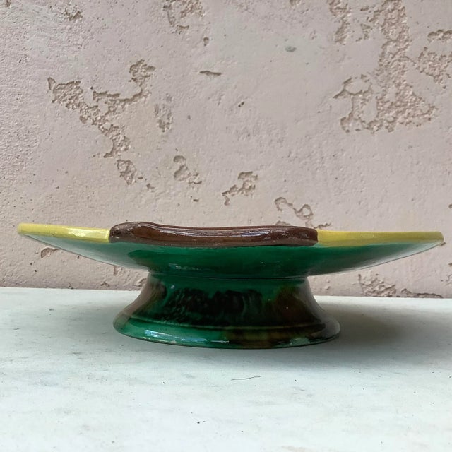 Majolica 19th Century Majolica Leaf Compote by Joseph Holcroft For Sale - Image 4 of 6