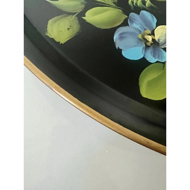 Vintage Tole Hand-Painted Lazy Susan Tray For Sale In Greenville, SC - Image 6 of 9