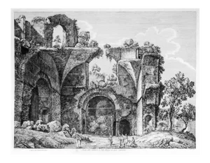 Luigi Rossini, Avanzi della Biblioteca, Etching, 1824