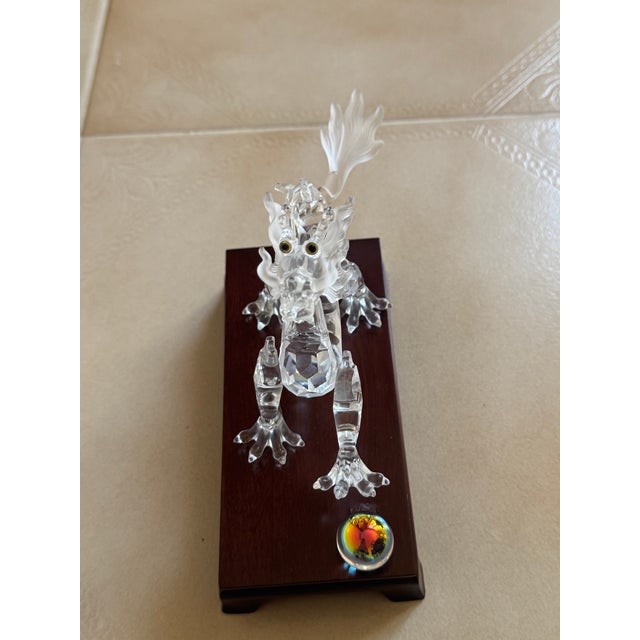 2000 - 2009 Swarovski Crystal Zodiac Dragon in Mint Condition With Original Stand, Box, and Packaging For Sale - Image 5 of 10