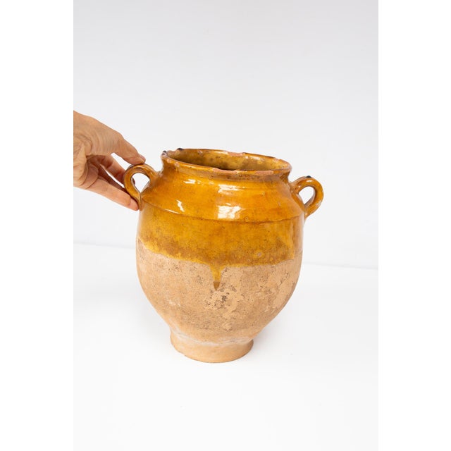 Rustic Antique French Pottery Yellow Ochre Glaze Confit Pot, 1800s For Sale - Image 3 of 9