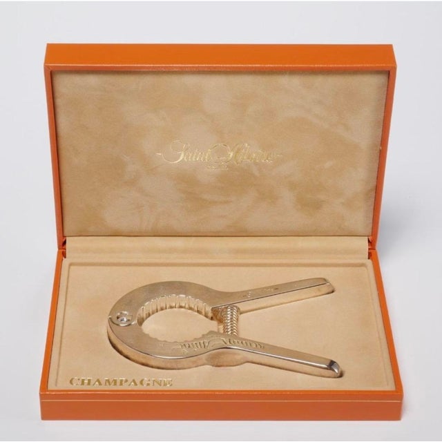Metal Vintage Saint Hilaire Paris Silver Plate Champagne Bottle Opener, Original Box For Sale - Image 7 of 14
