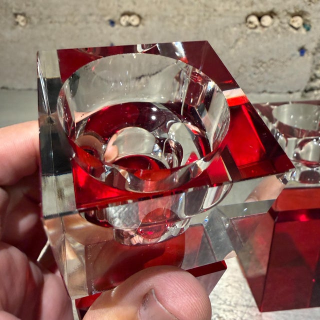 Pair of Crystal Candle Holders Emerald Crystal Co, Waterford Ireland For Sale - Image 10 of 13