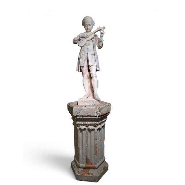 Grand Tour Alabaster Sculpture of Young Mozart Playing The, 1850, Alabaster For Sale - Image 3 of 17