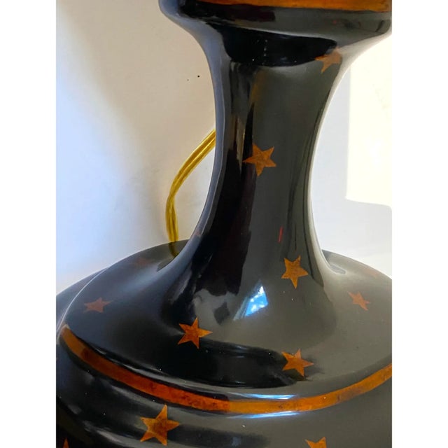 1980s Maitland-Smith Table Lamps Red Stars on Black For Sale - Image 5 of 13