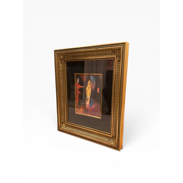 Hollywood Regency Late 20th Century Framed Marc Chagall “Daphnis Et Chloé – L’Echo” Autographed Art Print With Gilt Frame For Sale - Image 3 of 11