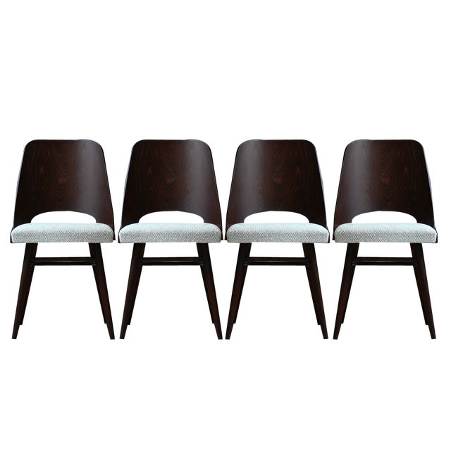 Mid-Century Model 514 Dining Chairs attributed to Radomir Hofman for Ton, 1960s, Set of 4 For Sale