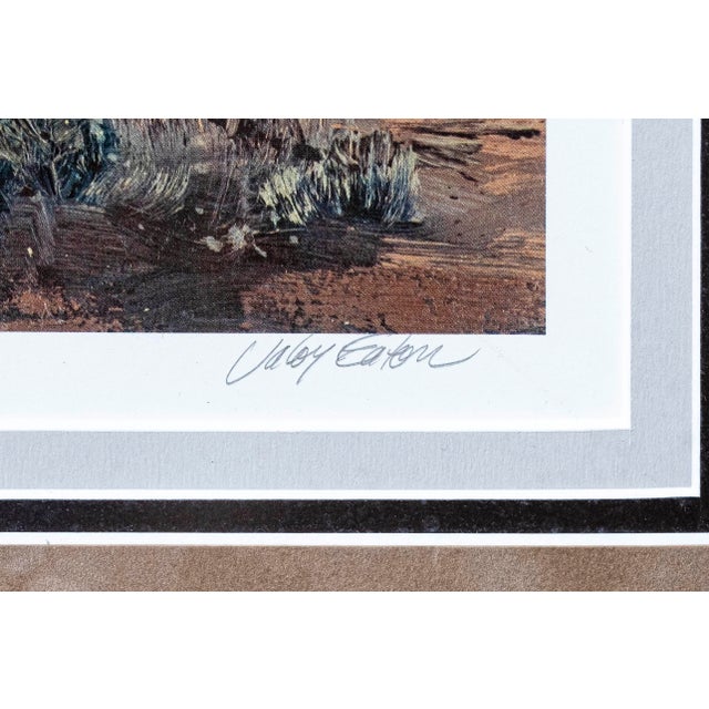 1980s Vintage Valoy Eaton Western Ranch Landscape With Cowboys & Horses, Signed & Framed For Sale - Image 5 of 8