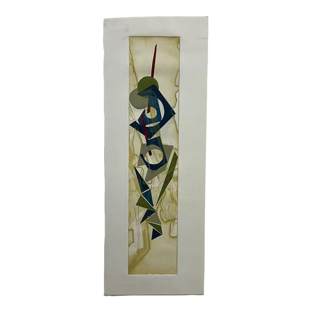 1990s Abstract Modern Signed Color Artwork on Paper For Sale