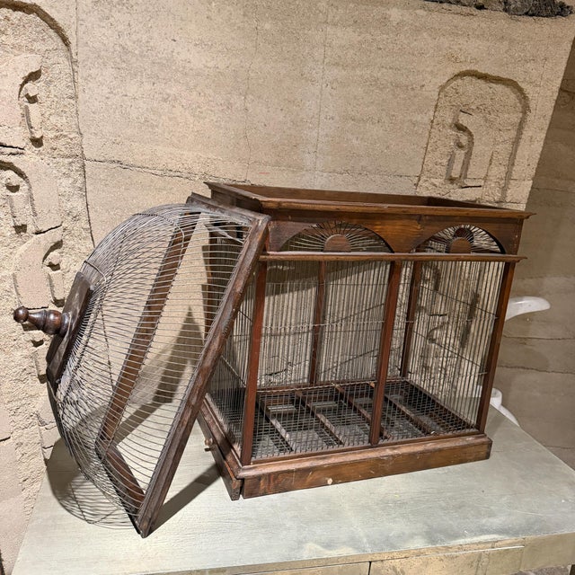 Vintage Victorian Architectural-Style Wooden Birdcage Wood Steel For Sale - Image 12 of 12