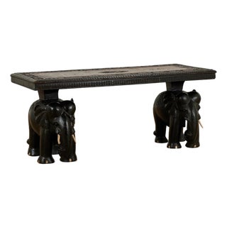 Antique Anglo Indian Coffee or Low Table With Elephants For Sale