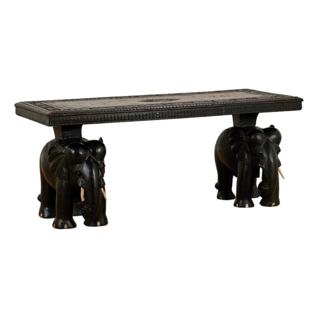 Antique Anglo Indian Coffee or Low Table With Elephants For Sale