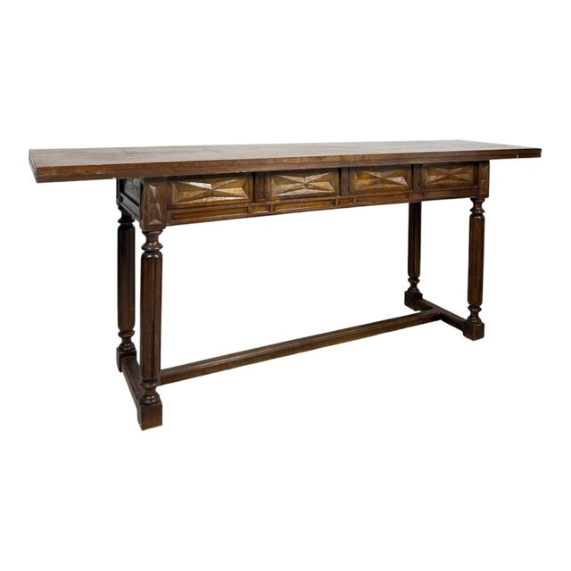 Spanish Carved Drop-Leaf Console Table, 1930s For Sale - Image 11 of 11