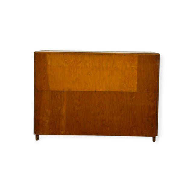 Wood Vintage Mid-Century Streamline Moderne Low 2-Tier Wood Bookshelf. For Sale - Image 7 of 8