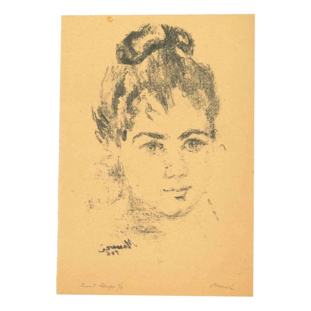 Mino Maccari, Portrait, Original Lithograph, 1946 For Sale