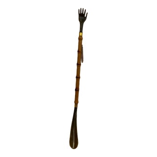 Italian Brown Faux Bamboo Backscratcher and Shoehorn, Italy, 1960s For Sale