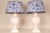 Vintage French Ceramic Lamps Chalky white hand painted Ceramic with blue and white shades Style, Vintage, Neoclassical,...