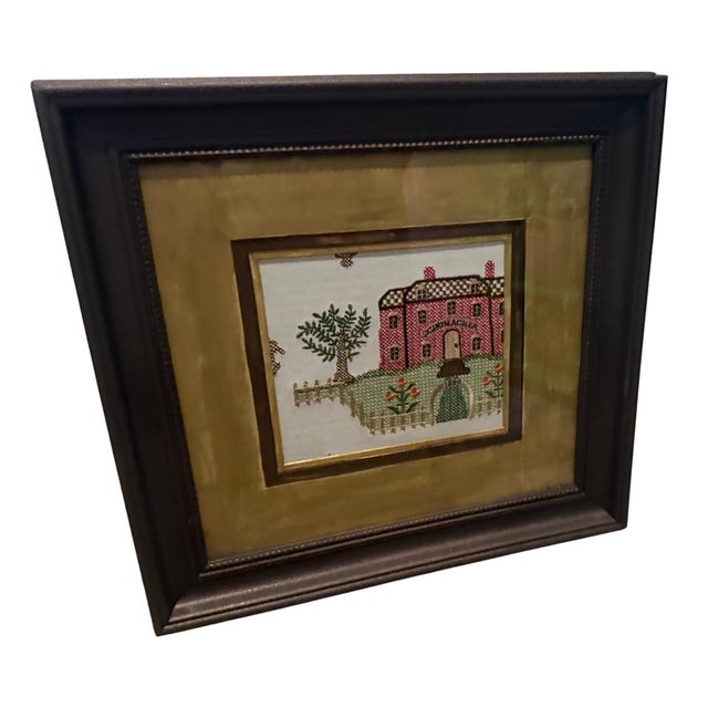 2020s Schumacher “Merrifield Sampler” Textile Art in Upcycled Burnt Umber Frame For Sale - Image 5 of 10