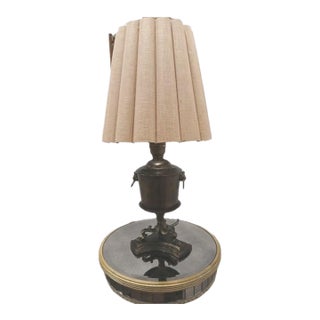 1950 Stiffel Large Lamp Lion Heads Feet Neoclassical Brass W Shade Dark Academia For Sale