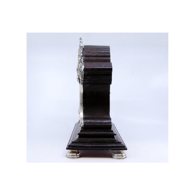 Silver Wooden Table Regulator Clock with Silver Applications For Sale - Image 8 of 11