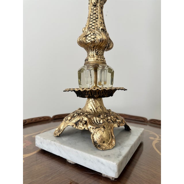Gold Vintage Crystal Glass and Metal Smoke Stand Floor Ashtray For Sale - Image 8 of 9