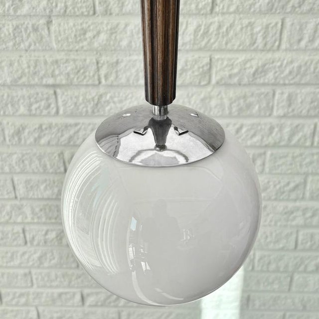 Art Deco Pendant Lamp in Opal Glass and Birch, Sweden, 1930s For Sale - Image 6 of 11