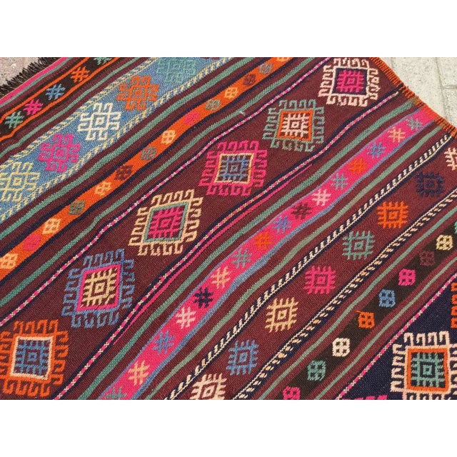 Vintage Turkish Tribal Kilim Rug - 55" X 100" For Sale In Raleigh - Image 6 of 11
