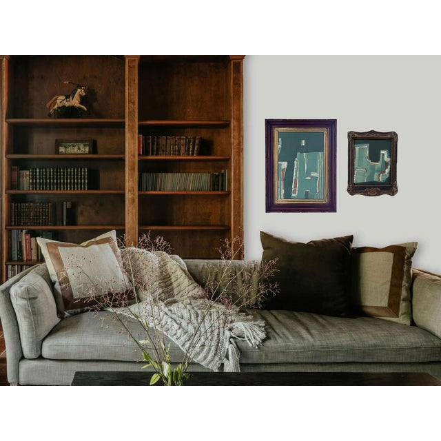 “Cabin Fern" Green Abstract Art in Antique Frame, Transitional Living Room Art by JTS For Sale In Minneapolis - Image 6 of 10