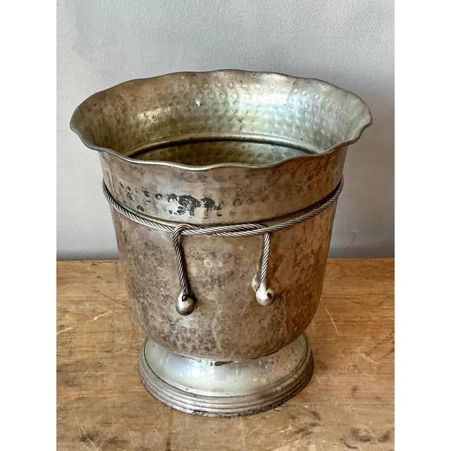 Vintage Boho Hammered Aluminum Ice Bucket For Sale - Image 4 of 7