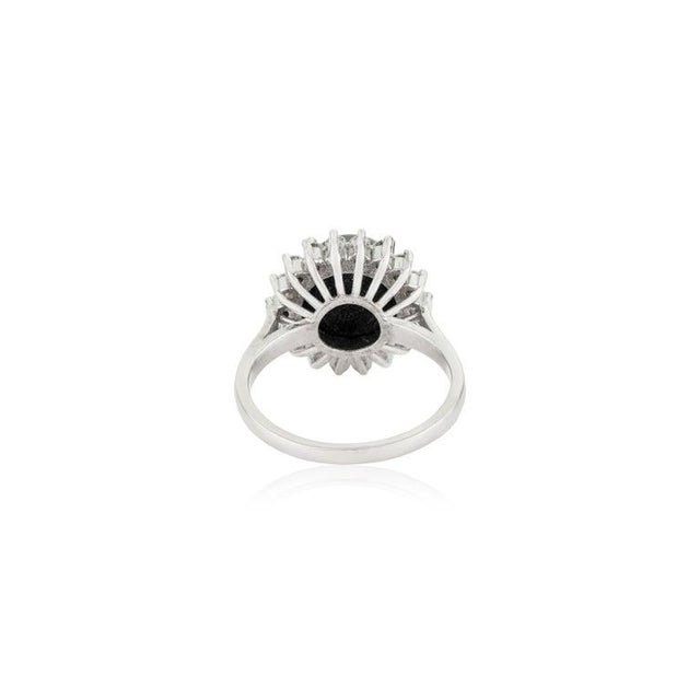 Art Nouveau Vintage Inspired Natural Black Star & Zircon Halo Cocktail Ring Size 7 For Sale - Image 3 of 13