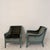 1950s Mid-Century Modern French Lounge Chairs in Green Velvet and Lacquered Wood, 1950, Set of 2 For Sale - Image 5 of 17