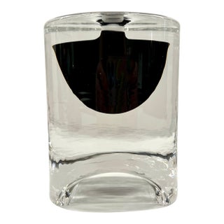 Signed Studio Art Glass Perfume / Scent Bottle – “Brad & Grundy” ©1990 – Minimalist Clear + Black – With Stopper For Sale