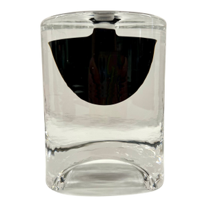 Signed Studio Art Glass Perfume / Scent Bottle – “Brad & Grundy” ©1990 – Minimalist Clear + Black – With Stopper