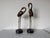 Gold Pair of Life-Size Vintage Brass Crane Sculptures on Black Marble Bases For Sale - Image 8 of 12