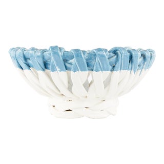 Vintage Studio Ceramic Woven Basket Bowl For Sale