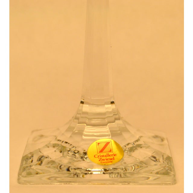 Vintage Cristallerie Zwiesel Crystal Etched Flutes Champagne Glasses - Set 3 For Sale In Miami - Image 6 of 9